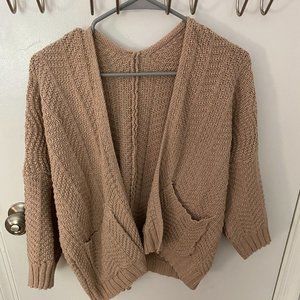 Nude Half-Sleeve Cardigan Sweater